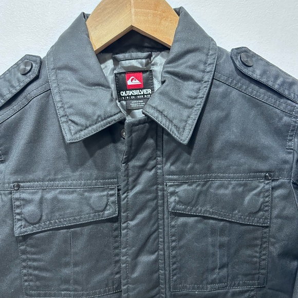 Quiksilver Kids Black Waxed Cotton Utility Bomber Jacket Size S (8–10) Boys - Picture 2 of 14